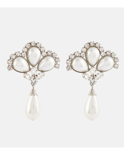 Alessandra Rich Ohrringe mit Kristallen und Zierperlen - Weiß