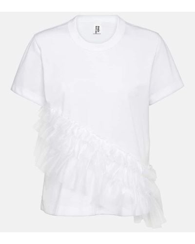 Noir Kei Ninomiya T-Shirt aus Baumwoll-Jersey mit Tuell - Weiß