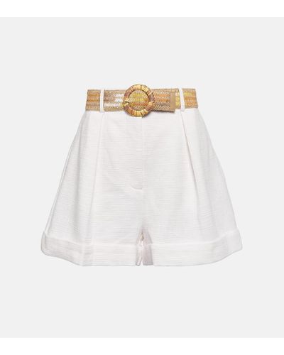 Zimmermann Devi High-rise Cotton Shorts - White
