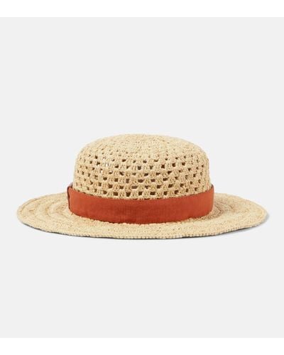 Chloé Leather-trimmed Raffia Hat - Natural