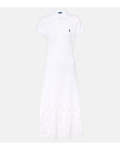 Polo Ralph Lauren Vestido polo de pique de algodon - Blanco