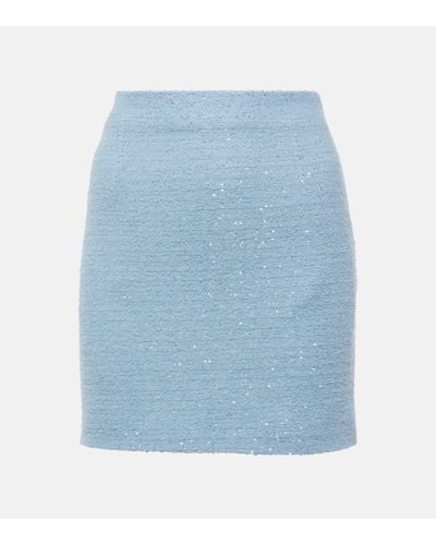 Alessandra Rich Sequined Tweed Miniskirt - Blue