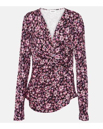 Isabel Marant Top Lyss in jersey con ruches - Rosa