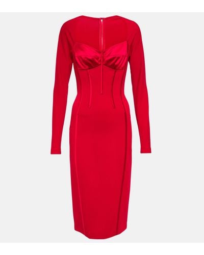 Dolce & Gabbana Corset Silk-satin Midi Dress - Red