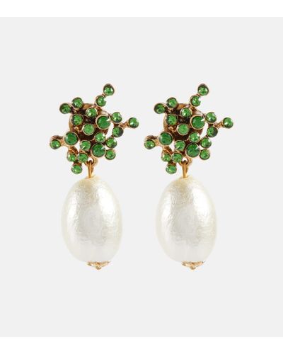 Oscar de la Renta Turbillion Embellished Earrings - Green