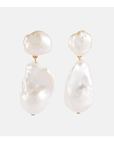 Jennifer Behr Moira Freshwater Baroque Pearl Drop Earrings - White