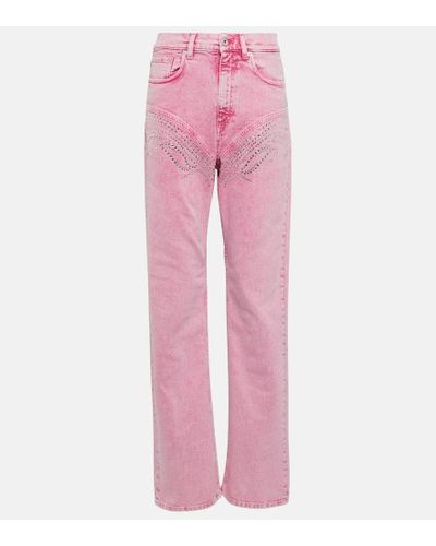 Y. Project Jeans anchos con cristales - Rosa
