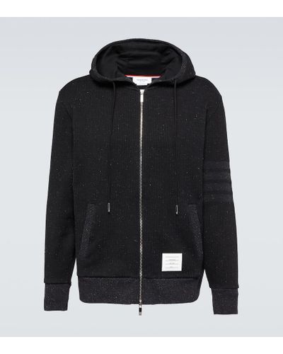 Thom Browne Cotton And Silk Hoodie - Black