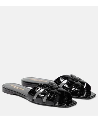 Saint Laurent Mules Tribute Nu Pieds 05 en cuir - Noir