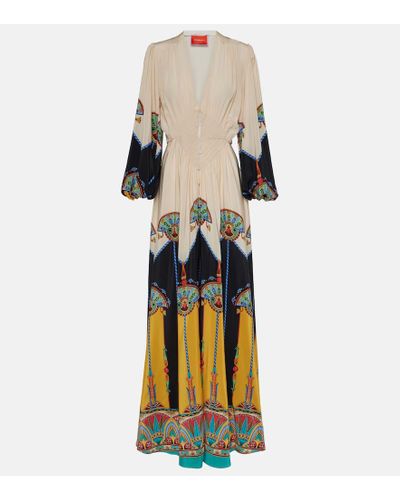 La DoubleJ Camerino Printed Silk Crepe De Chine Maxi Dress - Natural