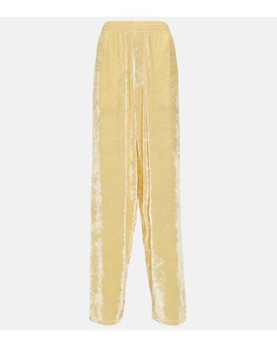 Balenciaga Weite Hose aus Samt - Gelb