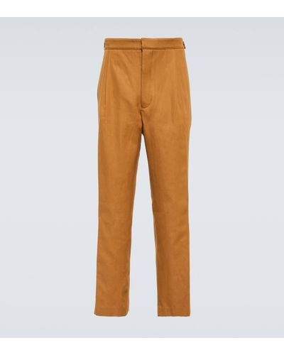 King & Tuckfield Cotton And Linen Trousers - Orange