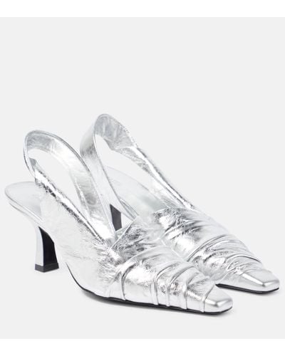 Khaite Water Metallic Leather Court Shoes - White