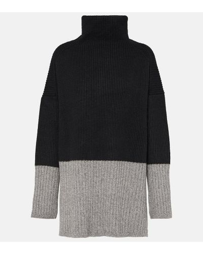 JOSEPH Color Block Wool And Cashmere Turtleneck Sweater - Black