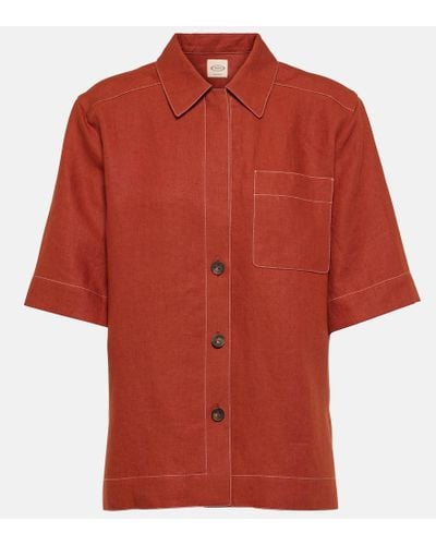 Tod's Camicia in lino - Rosso