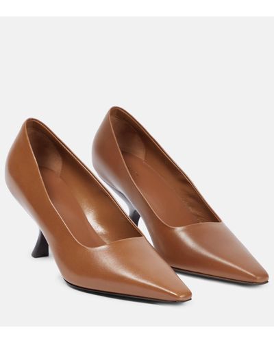 The Row Kitten Leather Court Shoes - Brown