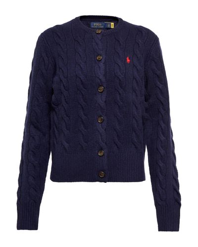 Polo Ralph Lauren Cable-knit Wool-blend Cardigan - Blue