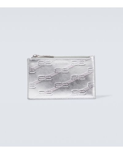 Balenciaga Logo Leather Card Holder - White