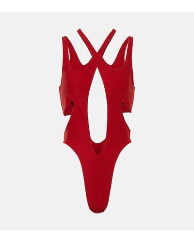 Mugler Cutout Swimsuit - Red