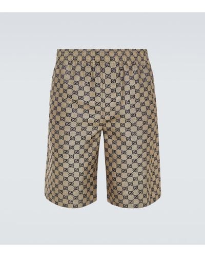Gucci Shorts de mezcla de lino con GG - Neutro