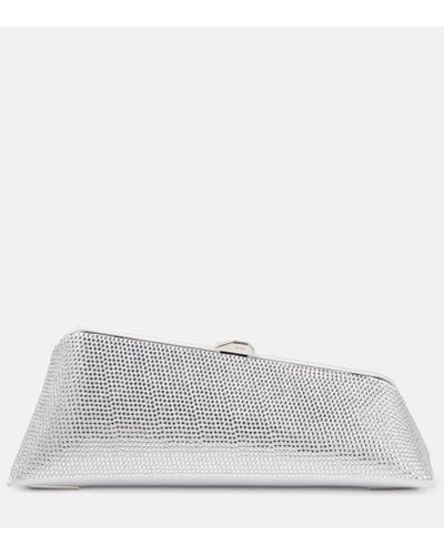 The Attico Long Night Embellished Leather Clutch - Grey