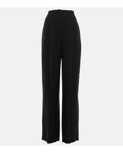 Brunello Cucinelli High-rise Wide-leg Twill Trousers - Black
