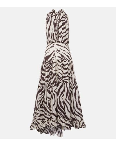 Alexandra Miro Marie Rose Zebra-print Cotton Maxi Dress - White