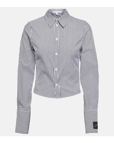 JW Anderson Striped Cotton-blend Cropped Shirt - Blue