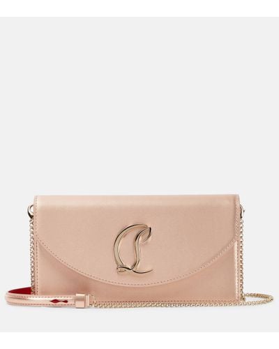 Christian Louboutin Loubi54 Small Leather-trimmed Silk Clutch - Natural