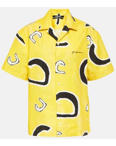 Jacquemus La Chemise Jean Printed Cotton Bowling Shirt - Yellow