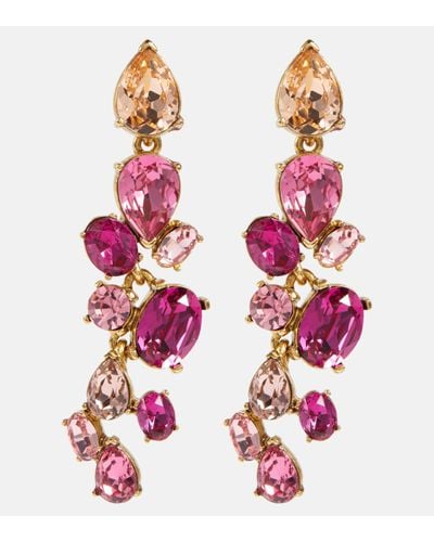 Oscar de la Renta Scramble Crystal-embellished Earrings - Pink