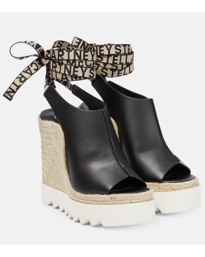 Stella McCartney Gaia Faux Leather Espadrille Sandals - Black