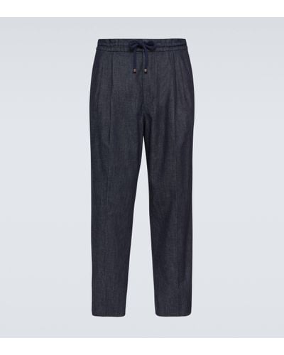 Brunello Cucinelli Pantalon chino en jean - Bleu