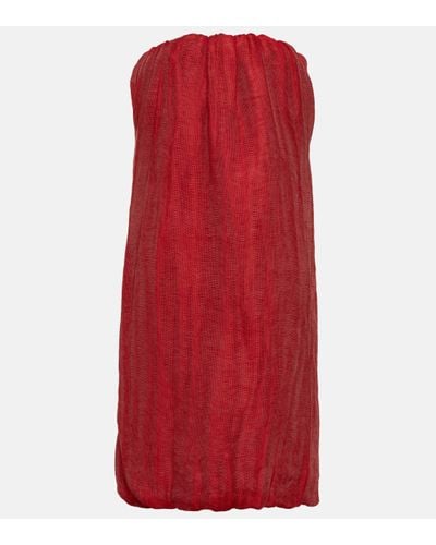 Khaite Strapless Silk Midi Dress - Red
