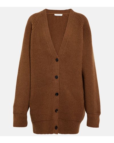 The Row Cardigan Novara en laine et cachemire - Marron