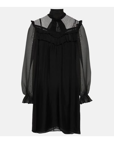 Dorothee Schumacher Lace-trimmed Ruffled Silk Minidress - Black
