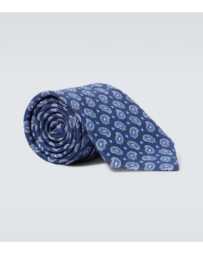 Brioni Paisley Silk Tie - Blue