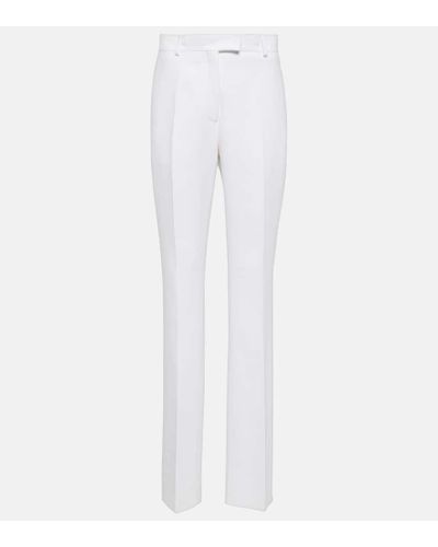 Ferragamo Pantaloni regular in crepe a vita alta - Bianco