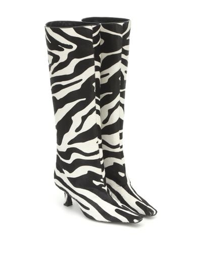 Magda Butrym Zebra-print Calf Hair Knee-high Boots - Black