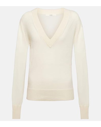 Co. V-neck Cashmere Sweater - White