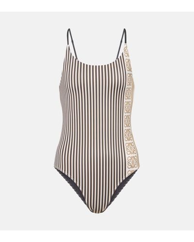 Loewe Paula's Ibiza Anagram Striped Swimsuit - Brown