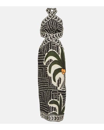 Johanna Ortiz Heart Of The Jungle Printed Linen Midi Dress - Green