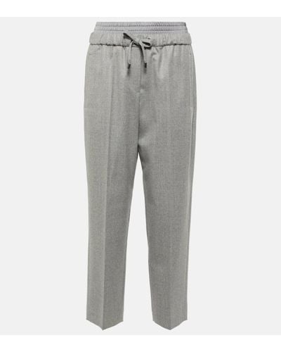 Brunello Cucinelli Wool Flannel Straight Trousers - Grey