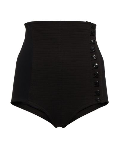 Saint Laurent High-rise Buttoned Jersey Shorts - Black