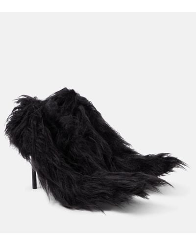 Balenciaga Flex Fur 110 Faux Fur Court Shoes - Black
