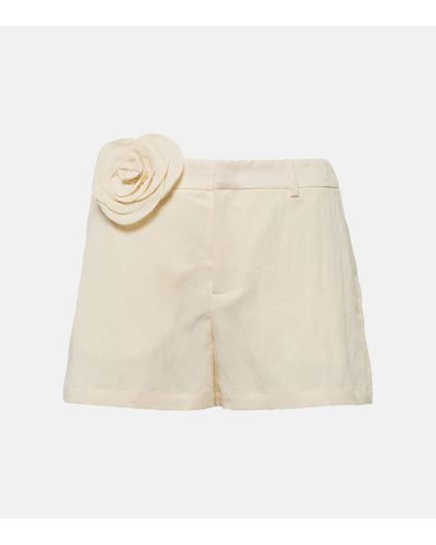 Blumarine Shorts de tiro bajo con aplique floral - Neutro