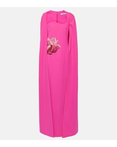 Safiyaa Mattia Caped Embellished Gown - Pink