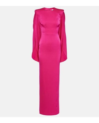Alex Perry Satin Crepe Cape-detail Gown - Pink