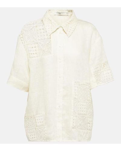 Sir. The Label Camisa Rayure de algodon con croche - Blanco