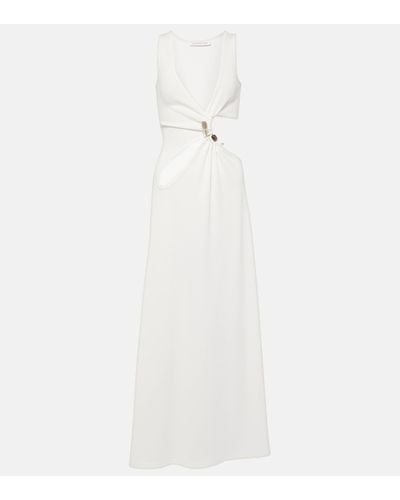 Christopher Esber Stone Cavern Ribbed-knit Cutout Maxi Dress - White